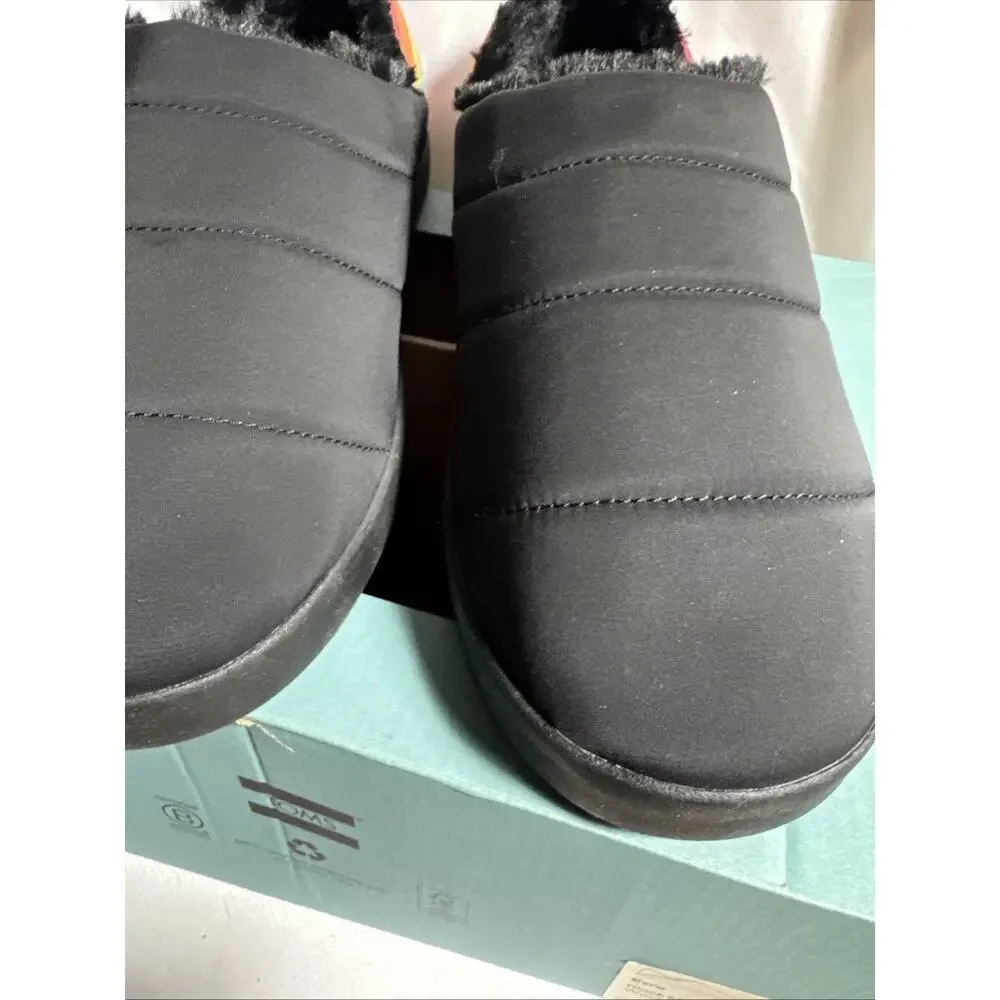 TOMS Men's Ezra Slipper Size 12 Black Matte Rainbow Hard Soles Soft NIB NEW